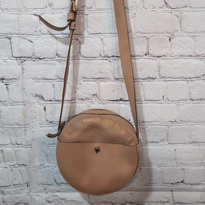 Madewell Round Leather Crossbody Bag Purse Small Tan Beige Crossbody
